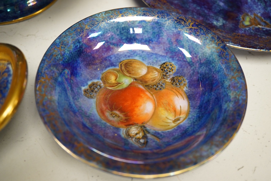 A group of four Rosenthal lustre plates bowls and a comport, comport 22cm diameter. Condition - good